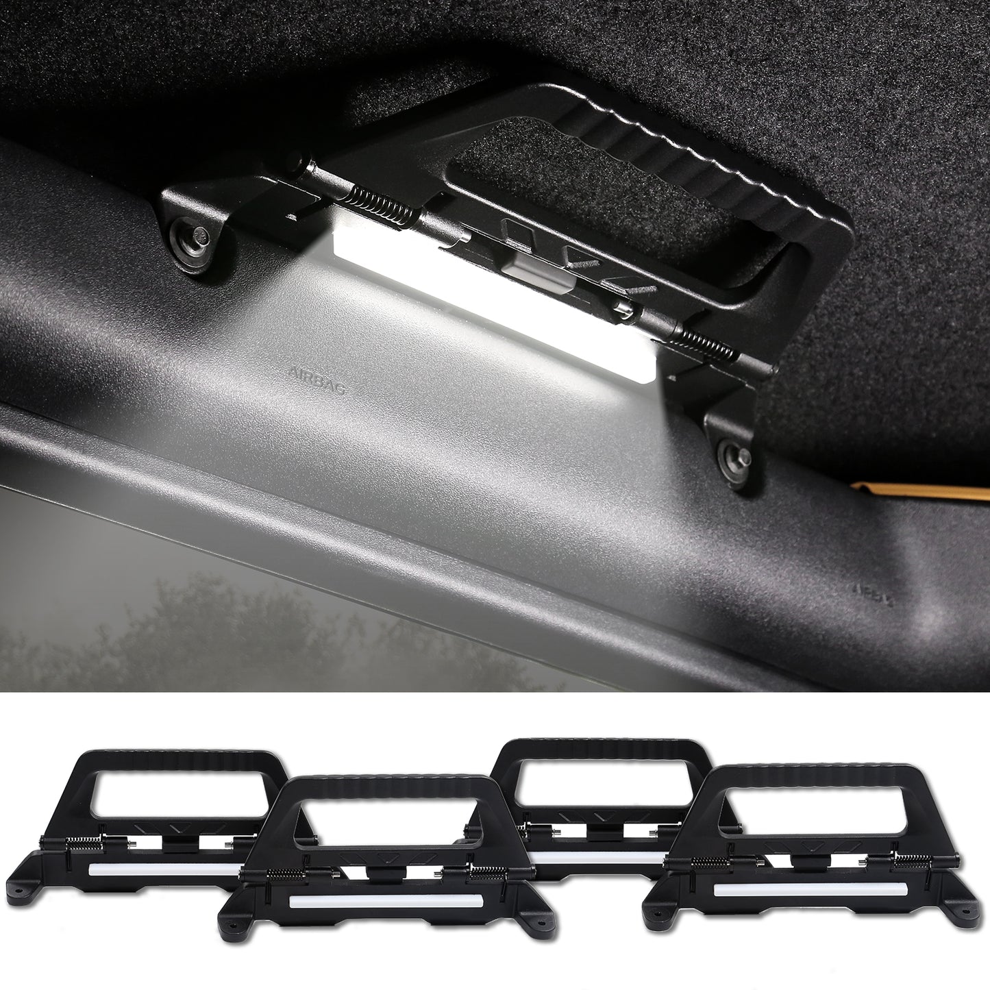 Mabett Grab Handles with Demo Light Kit for Ford Bronco 2024 2023 2022 2021 2/4-Door, Aluminum Alloy Roll Bar Grab Handles for Bronco Accessories. (NOT for Bronco Sport)