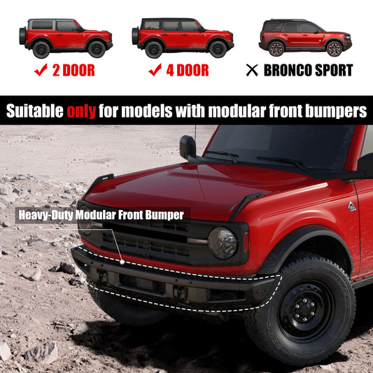 Mabett Bumper Bull Bar Black Powder fit Ford Bronco Accessories 2024 2023 2022 2021, Rust-Resistant Steel Bumper fit Bronco 2/4-Door Front Bumper Grille Guard (Not for Bronco Sport)