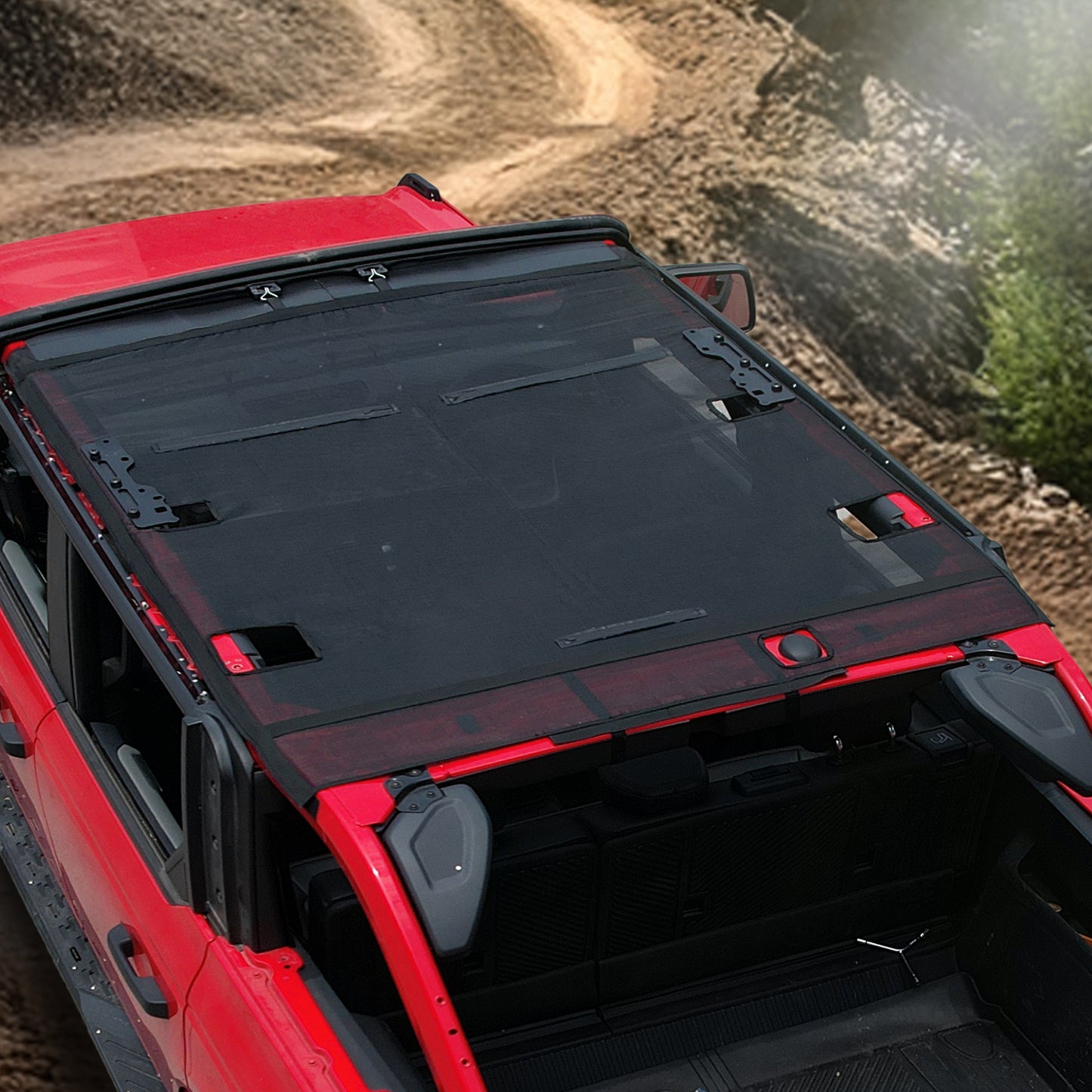 Mabett Sunshade for Ford Bronco 4 Door 2025 2021-2024 Bimini Sun Shade Top, Mesh Sunshade for Bronco 4-Door Blocks UV, Leaves, Bikini Top Cover for Bronco Accessories (Not Fit Soft Top)