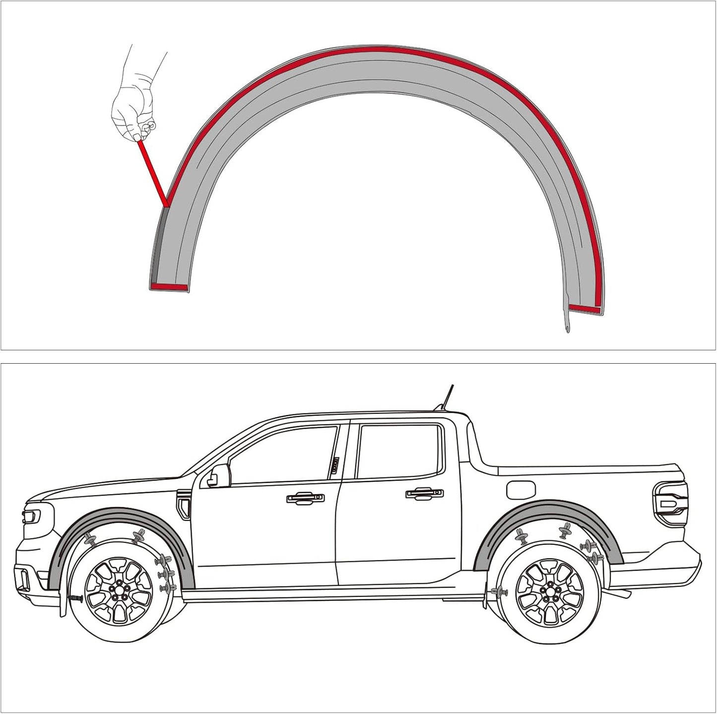 CARUP Fender Flares for Ford Maverick 2022 2023 2024 2025, Front and Rear Wheel Eyebrow Maverick Accessories 4PCS Fender Trim(Contact Customer Support To Ask About Free Installation Service In California)