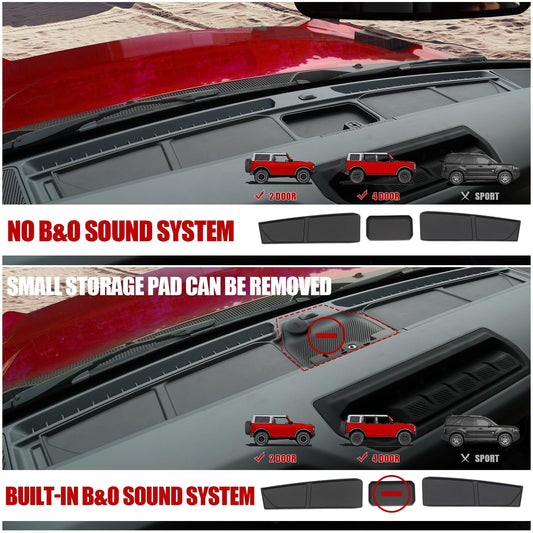 Mabett Car Dash Non-Slip Rubber Pad 3 PCS for Ford Bronco Accessories 2021-2024