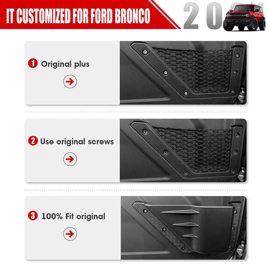 Mabett Front Door Storage Pockets for Ford Bronco Accessories 2021-2026