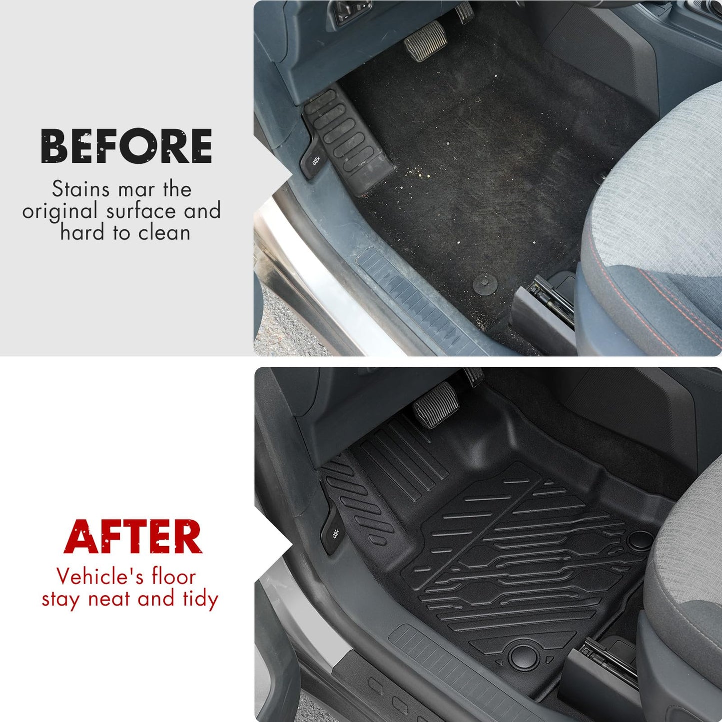 Floor Mats with Door Sill Protectors for Ford Maverick 2022-2026