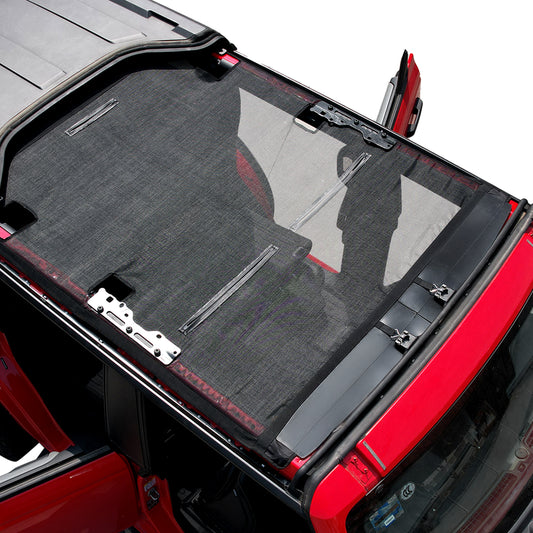 Mabett Sunshade for Ford Bronco 4 Door 2025 2021-2024 Bimini Sun Shade Top, Mesh Sunshade for Bronco 4-Door Blocks UV, Leaves, Bikini Top Cover for Bronco Accessories (Not Fit Soft Top)
