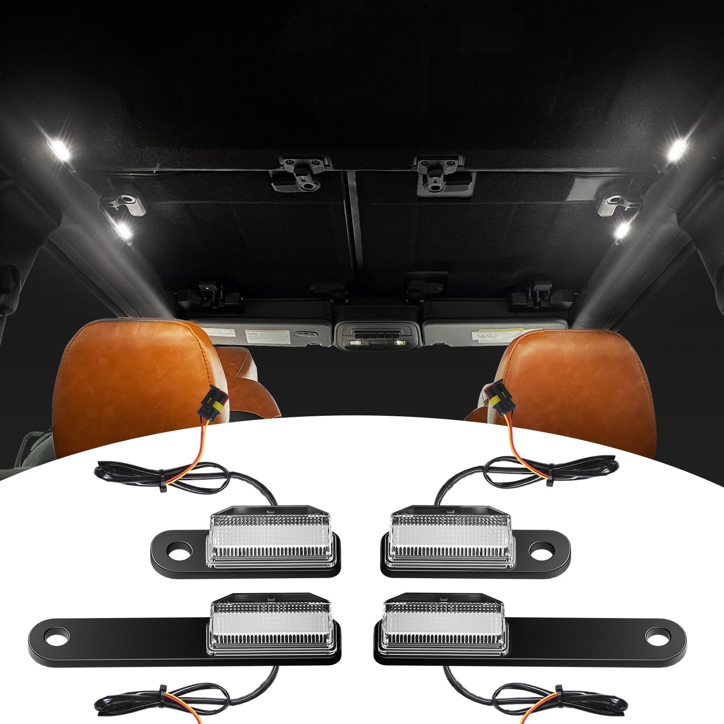 Mabett LED Interior Dome Lights 4Pcs Kit Fit Ford Bronco 2021 2022 2023 2024 Bronco Accessories 2/4 Door Easy Installation Hardtop/Softtop(Not for Sport)