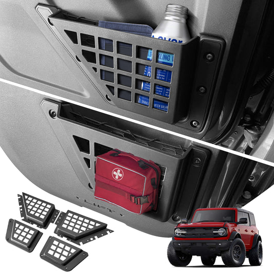 Mabett Door Molle Panels Storage Pocket for Ford Bronco Accessories 2021 - 2024, Side Door Storage Organizer Box fit Bronco 4-Door (4PCS)
