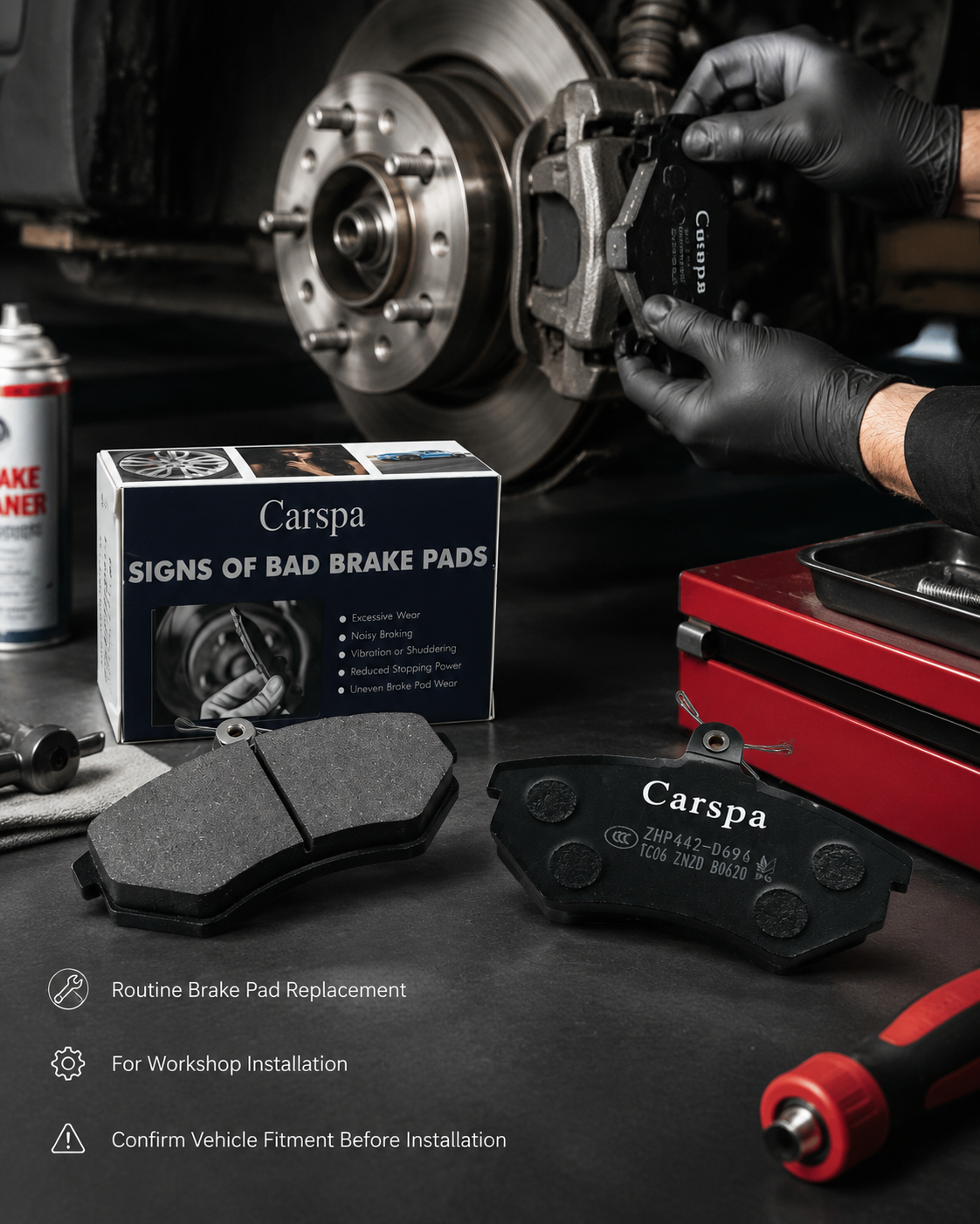 Carspa Premium Ceramic Disc Brake Pad Set – Quiet, Low Dust & Reliable Stopping Power