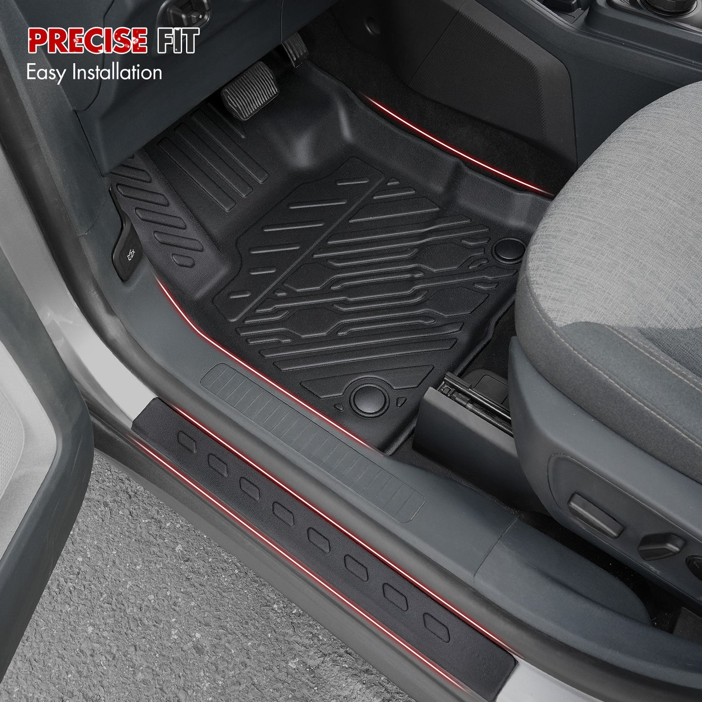 Mabett Floor Mats with Door Sill Protectors for Ford Maverick Gasoline Accessories 2025 2024 2023 2022, All-Weather TPE Liner Mat Custom Fit Maverick Gasoline Model(NOT fit Hybrid)