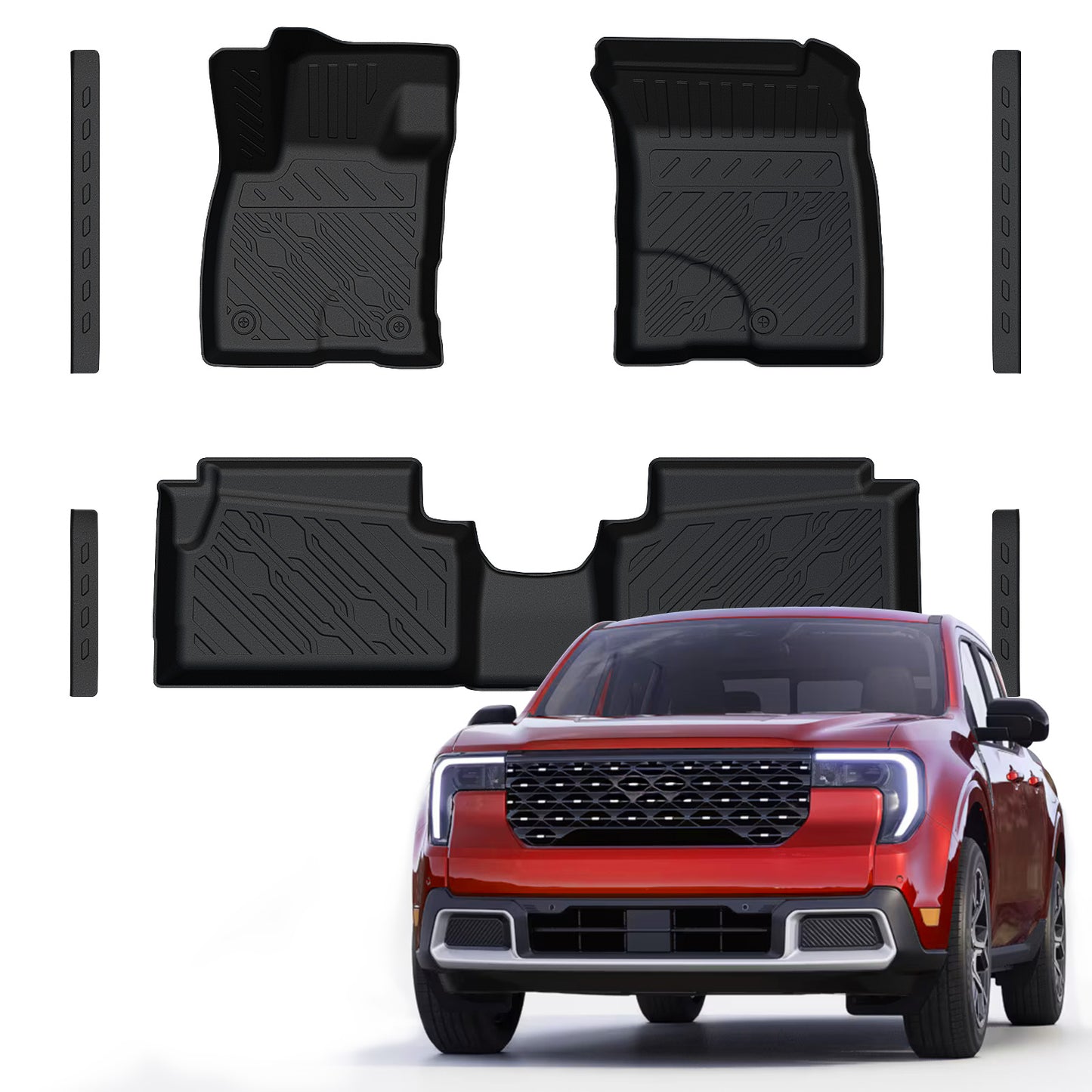 Mabett Floor Mats with Door Sill Protectors for Ford Maverick Hybrid Accessories 2025 2024 2023 2022, All-Weather TPE Liner Mat Custom Fit Maverick Hybrid Model(NOT fit Gasoline)