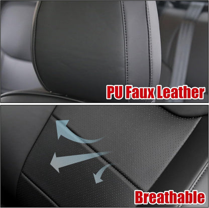 Mabett Seat Covers for Ford Maverick 5-Seat, Interior Protectors fit Maverick Accessories 2022 2023 2024 2025, Full Protection, Pu Leather (Black)
