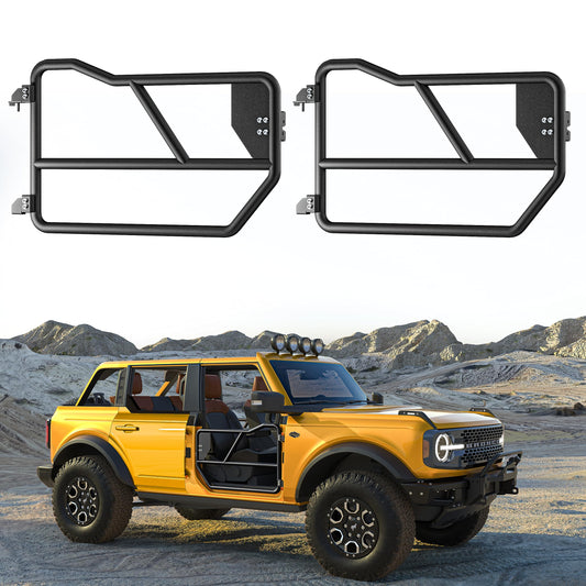 Mabett 2pcs Front Tube Door Fit Bronco 4-Door 2021 2022 2023 2024 2025 Accessories, Off-Road Steel Tubular Doors Front Pair