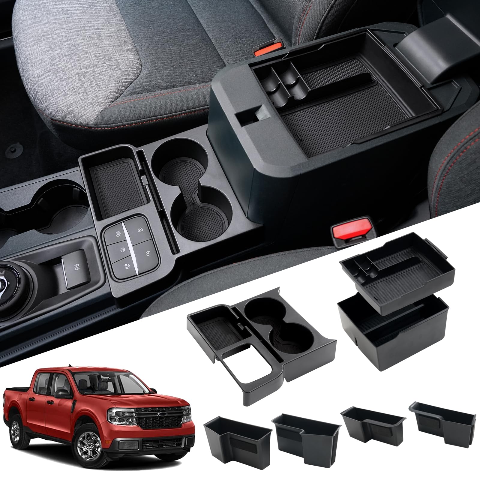 Center Console Organizer with Dual Cup Holders for Ford Maverick