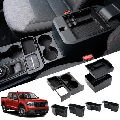 Mabett Center Console Storage Organizer and Dual Cup Holder for Ford Maverick 2022-2026