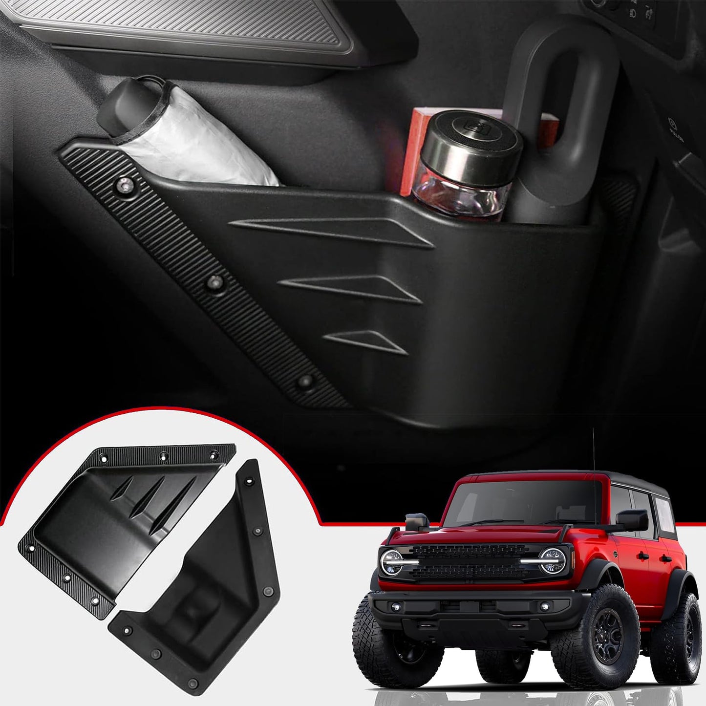 Mabett Front Door Storage Pockets for Ford Bronco Accessories 2021-2026