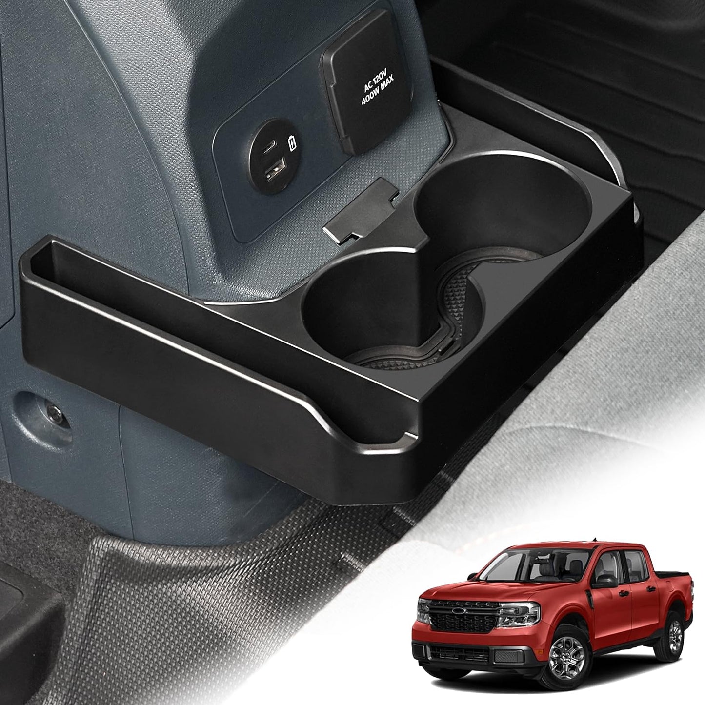 Mabett Removable Rear Dual Cup Holder for Ford Maverick Accessories 2022-2026