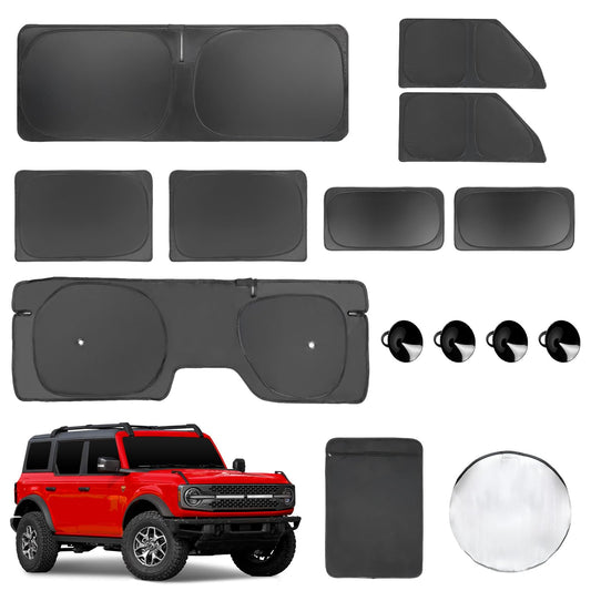 Mabett Full Car Window Sunshade for Ford Bronco 4 Door 2021-2026