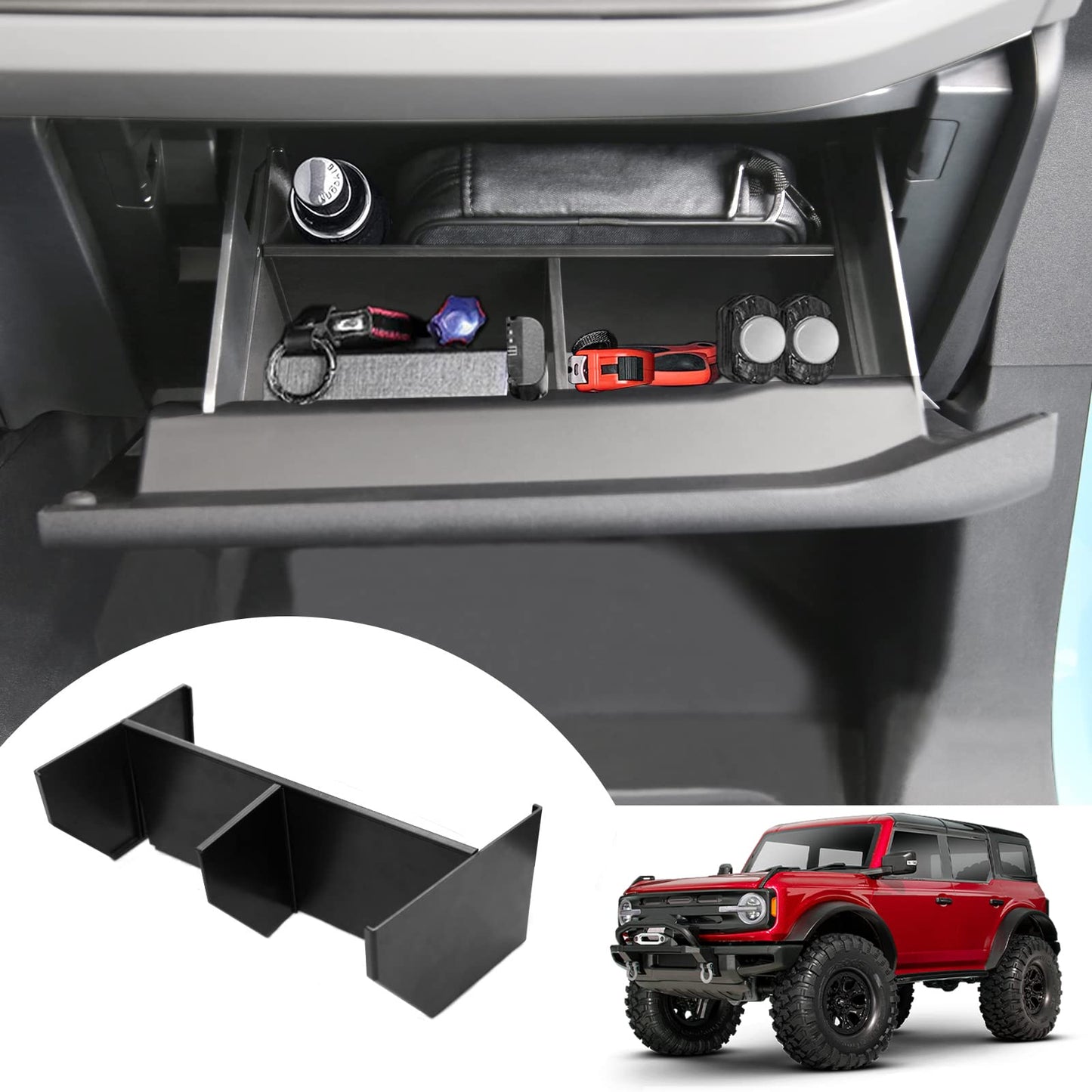 Mabett Glove Box Dividers Organizer for Ford Bronco Accessories 2021-2026 2/4-Door