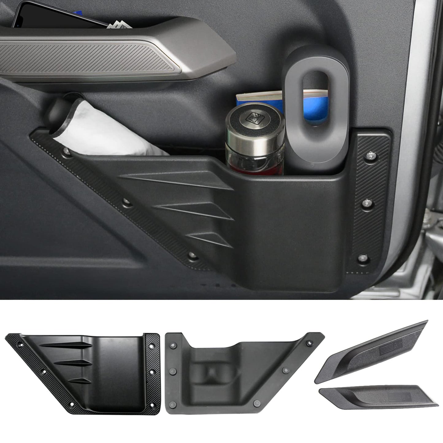 Mabett Front Door Pocket and Inner Door Handle Storage Organizer for Ford Bronco Accessories 2/4-Door 2021 2022 2023 2024 2025