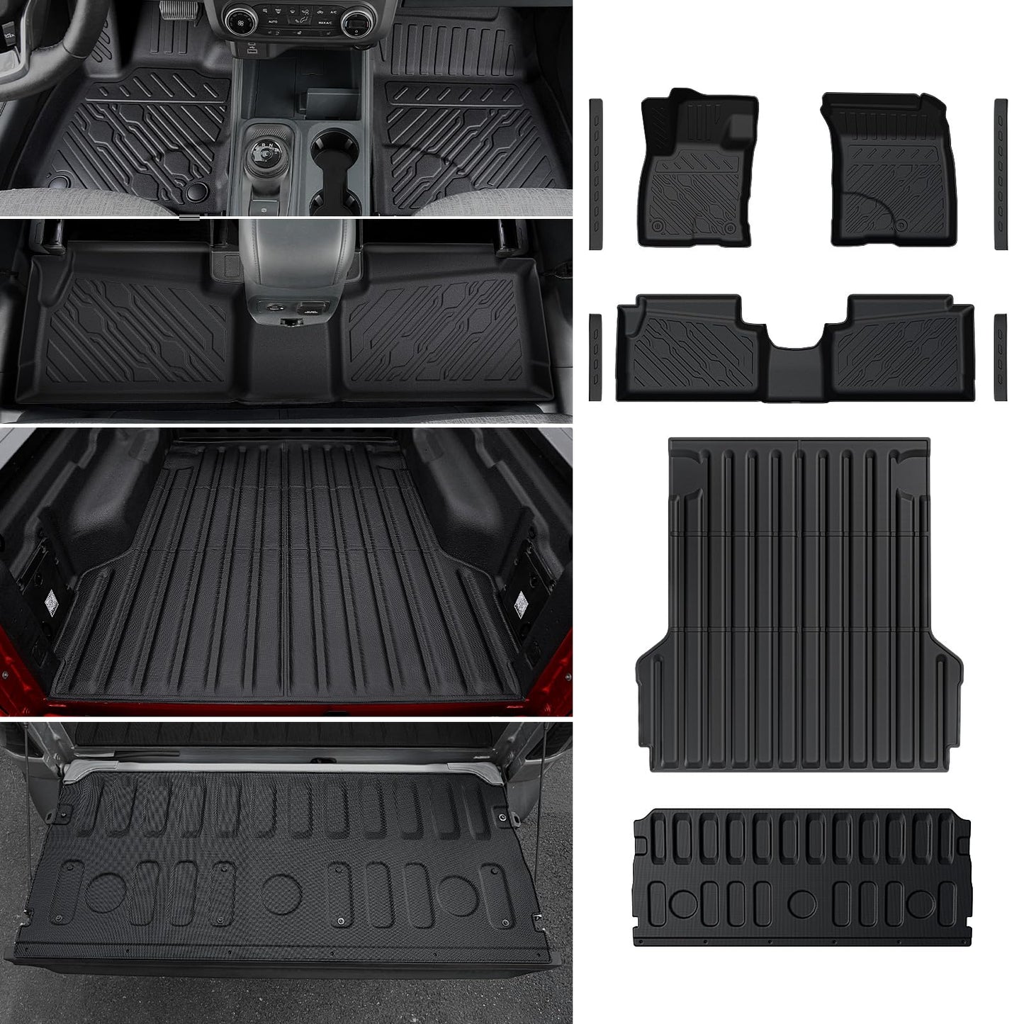 Mabett Truck Bed Mat with Tailgate Mat and Floor Mats with Door Sill Protectors for Ford Maverick Hybrid Model 2022-2026