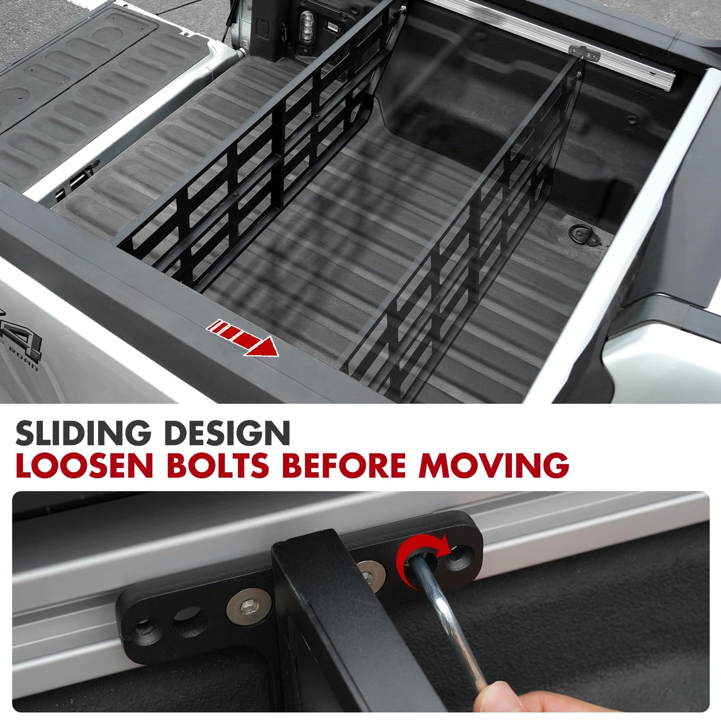 Mabett Truck Bed Divider with Bed Side Rails for Ford Maverick Accessories 2022-2026 (for XL and XLT, Bed Divider with Rails)