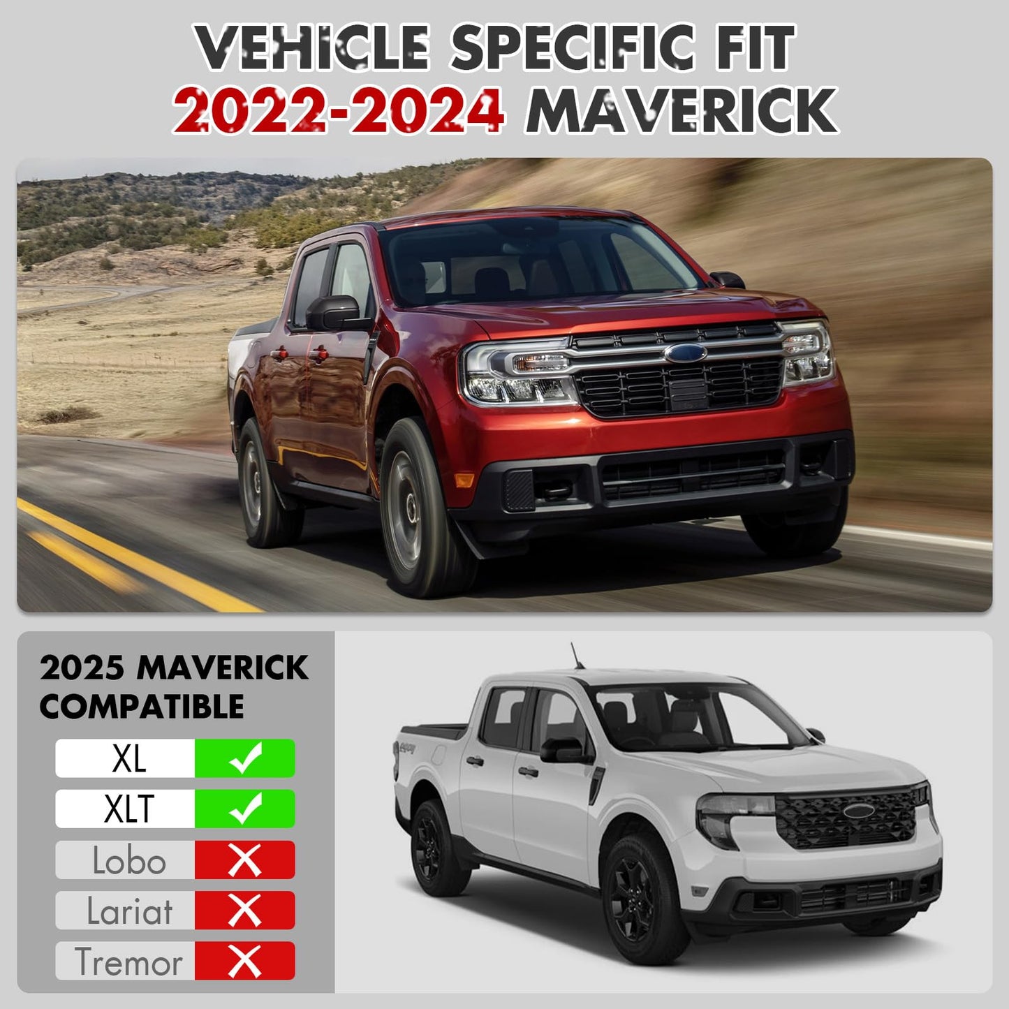 Mabett Side Marker Lights for Ford Maverick 2025-2022 Accessories（Not Fit 2025 Lobo Lariat Tremor model）, Waterproof Design LED Lamps Plug-in Light Side Maker Replacement (2 Pack)