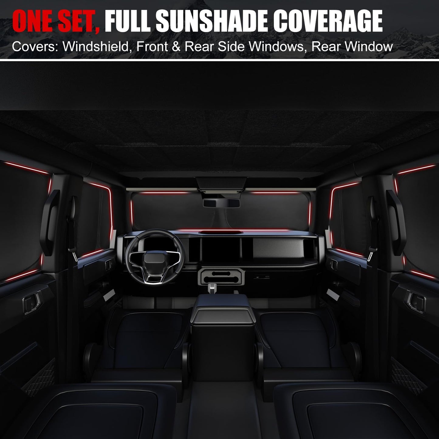 Mabett Full Car Window Sunshade for Ford Bronco 4 Door 2021-2026