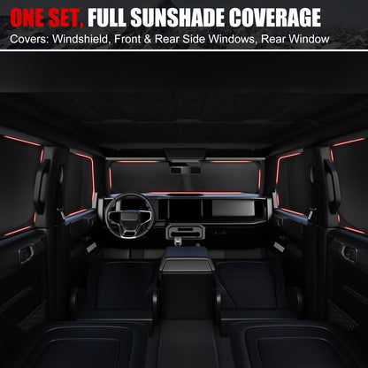 Mabett Full Car Window Sunshade for Ford Bronco 4 Door 2021-2026