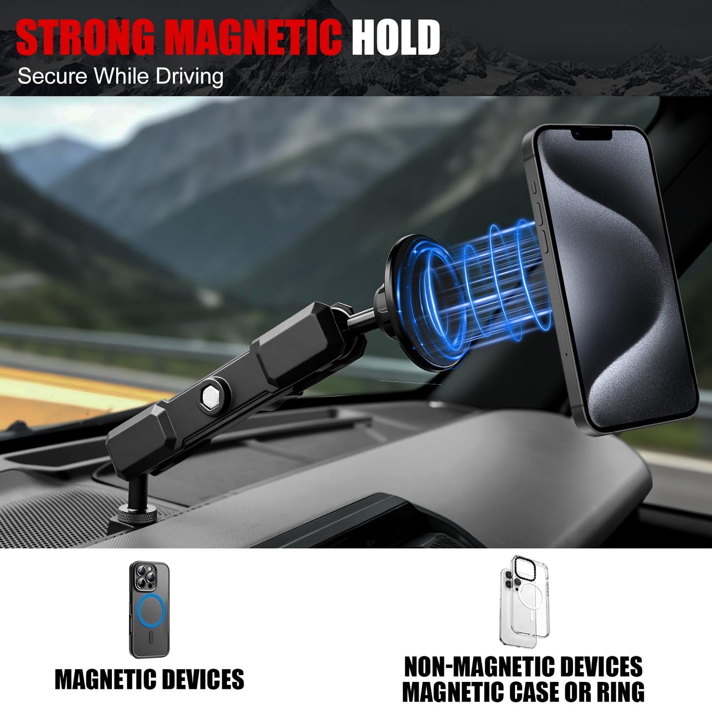 Mabett Aluminum Phone Mount Holder Compatible with Ford Bronco 2021-2026