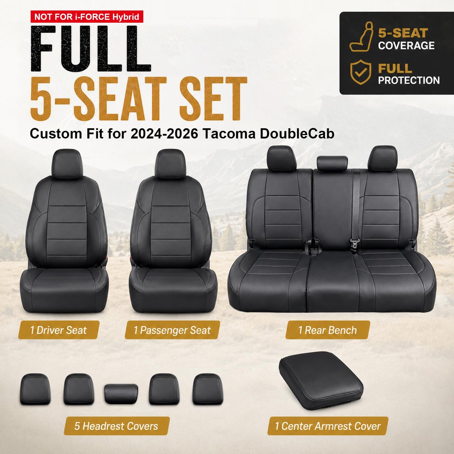 Full Set Seat Covers for 2024–2026 Toyota Tacoma Double Cab