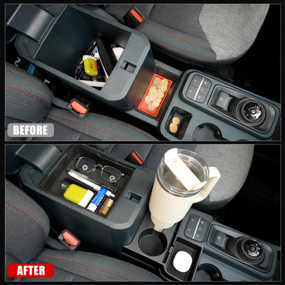 Mabett Center Console Storage Organizer and Dual Cup Holder for Ford Maverick 2022-2026