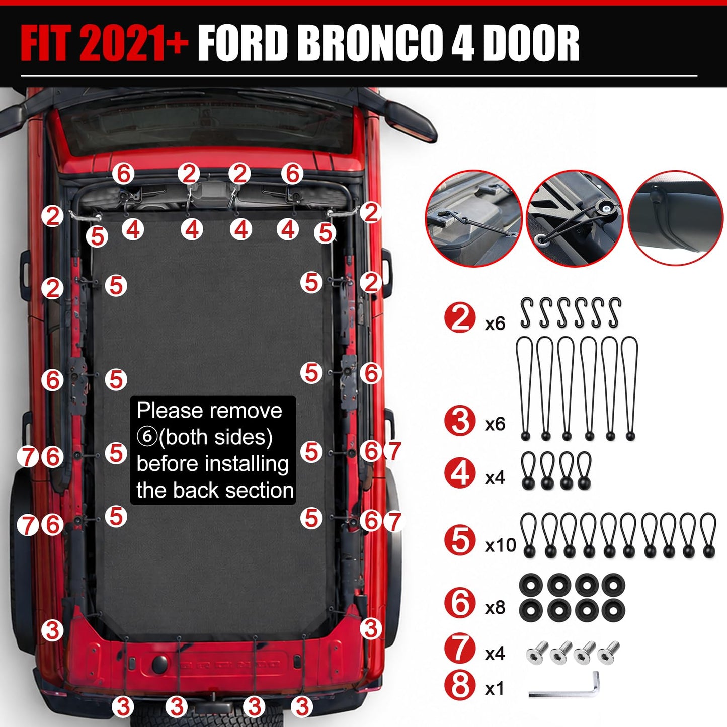 Full-Length Mesh Sunshade for 2021–2026 Ford Bronco 4-Door