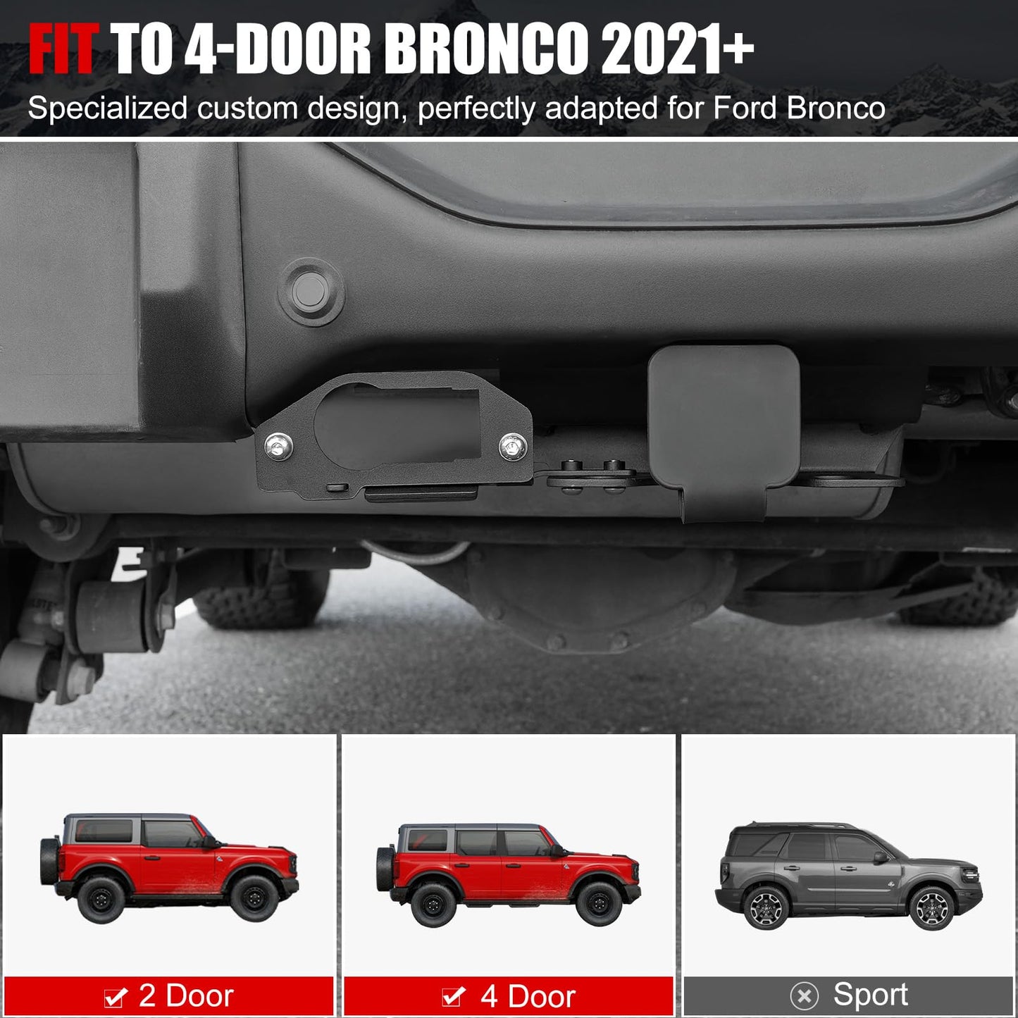 Mabett 2" Tow Trailer Hitch Receiver for Ford Bronco 2021-2026 2/4-Door