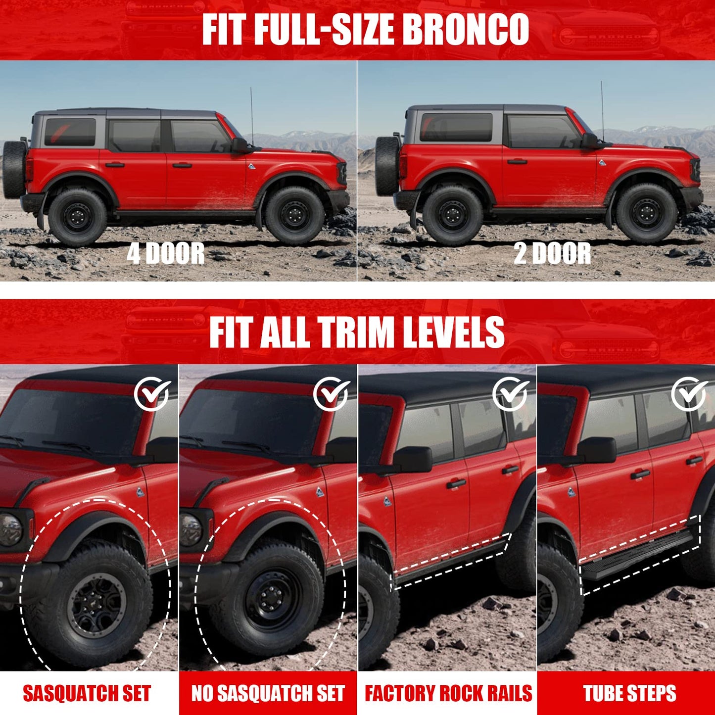 Mabett Mud Flaps for Ford Bronco Accessories 2021-2026 2/4-Door