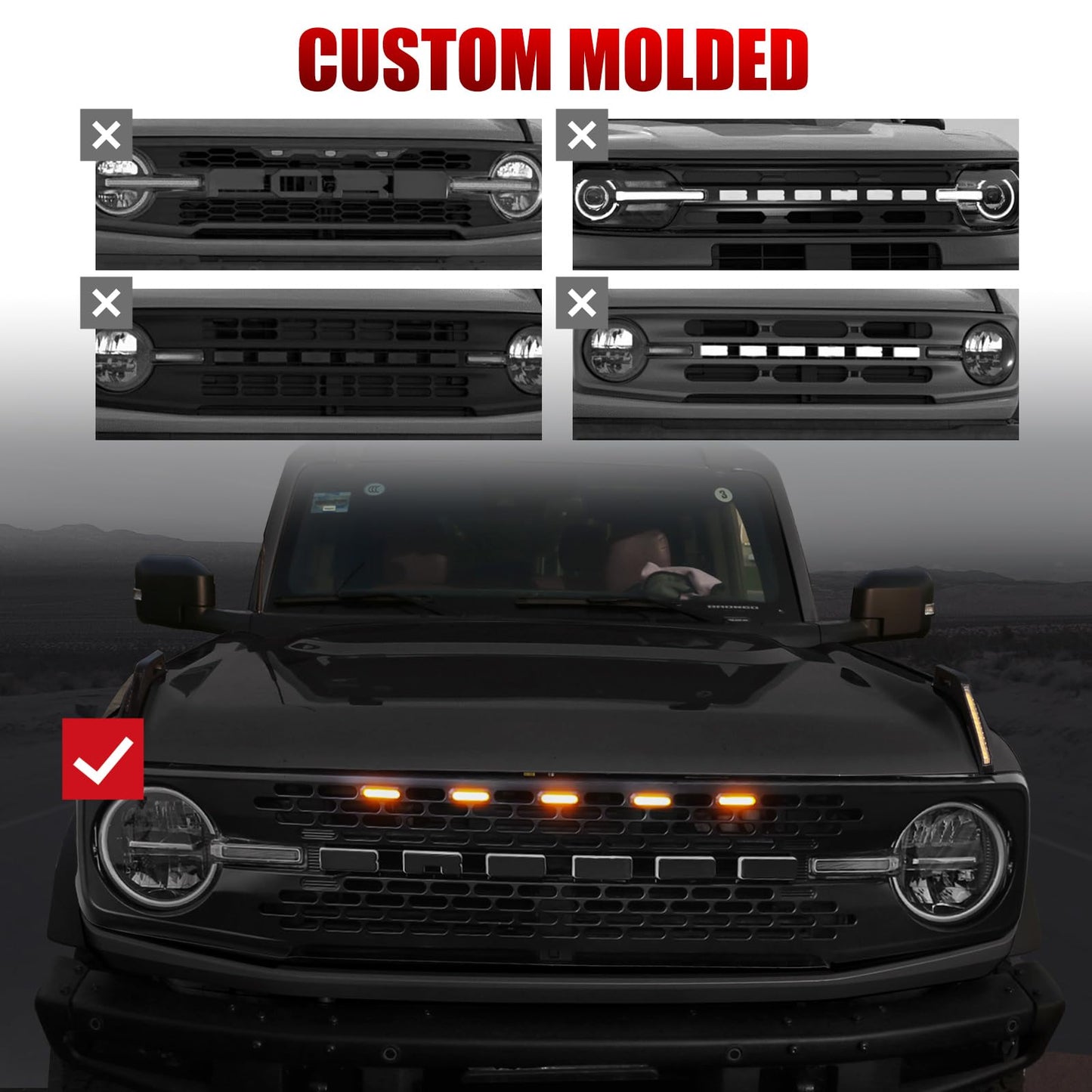 Mabett LED Grille Lights for Ford Bronco Accessories 2021-2026 2/4-Door