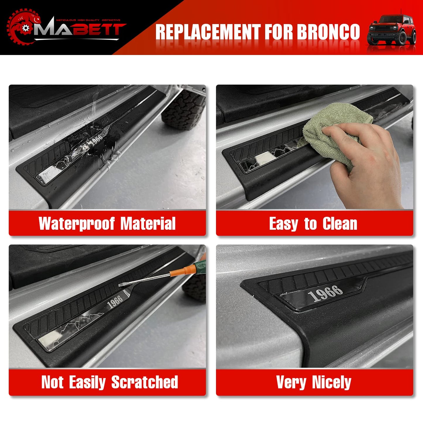 Mabett Door Edge Guards for Ford Bronco Accessories 2021-2026 4 Door