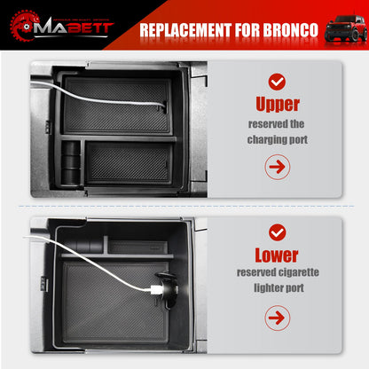 Mabett Console Organizer Tray for Bronco 2021-2024 2/4-Door  (Not Fits 2025+ Verison)