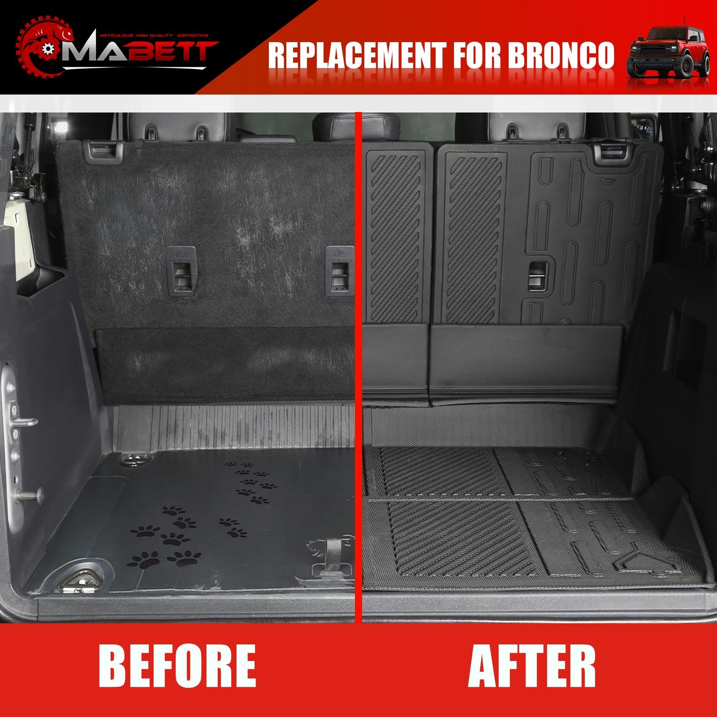 Mabett Seat Back Cover and Cargo Liner for Ford Bronco 2021-2026 4 Door