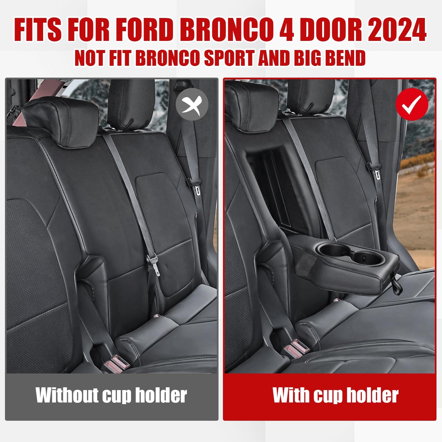 Mabett Seat Cover Protector with Rear Cup Holder for Ford Bronco 2021-2026