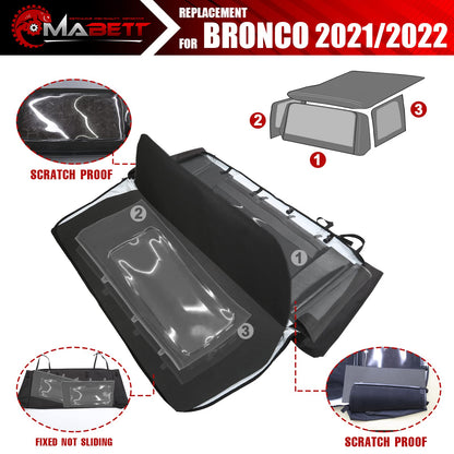 Mabett Soft Top Window Storage Bag for Ford Bronco Accessories 2021-2024 4 Door