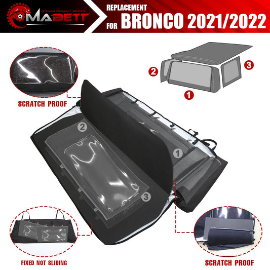 Mabett Soft Top Window Storage Bag for Ford Bronco Accessories 2021-2024 4 Door