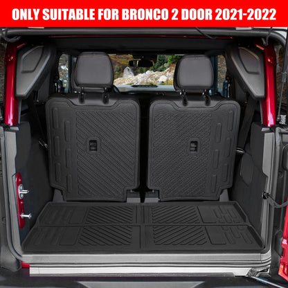 Mabett Interior Cover Mats for Ford Bronco Accessories 2-Door 2025 2021 2022 2023 2024 Front Rear Seat Back Cover Cargo Liners Set (Floor Mats&Seat Back Covers&Cargo Liner&Lower Trunk Storage Mat)