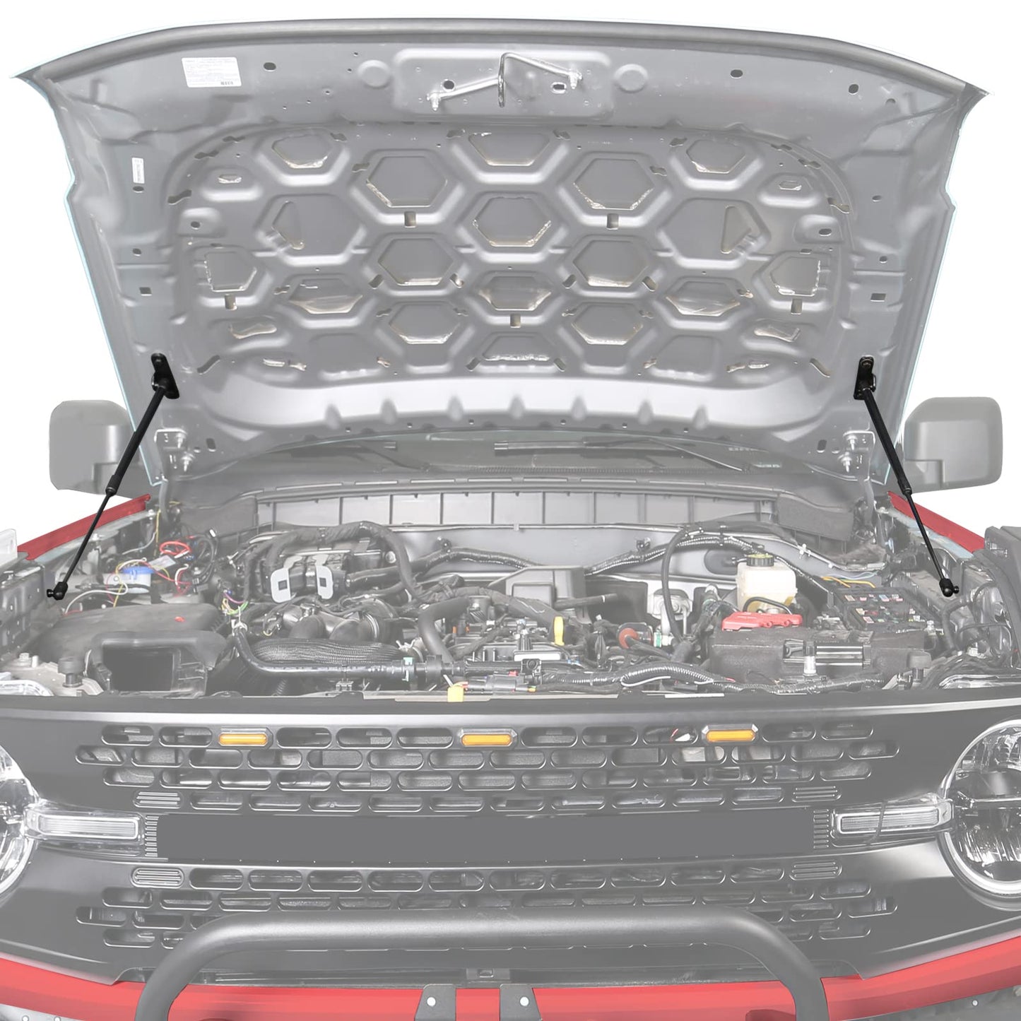 Mabett Front Bonnet Hood Lift Supports Upgraded Version for Ford Bronco Accessories 2021 2022 2023 2024 2025 2/4-Door Shock Struts Gas Springs Shocks (Carbon Steel Black)