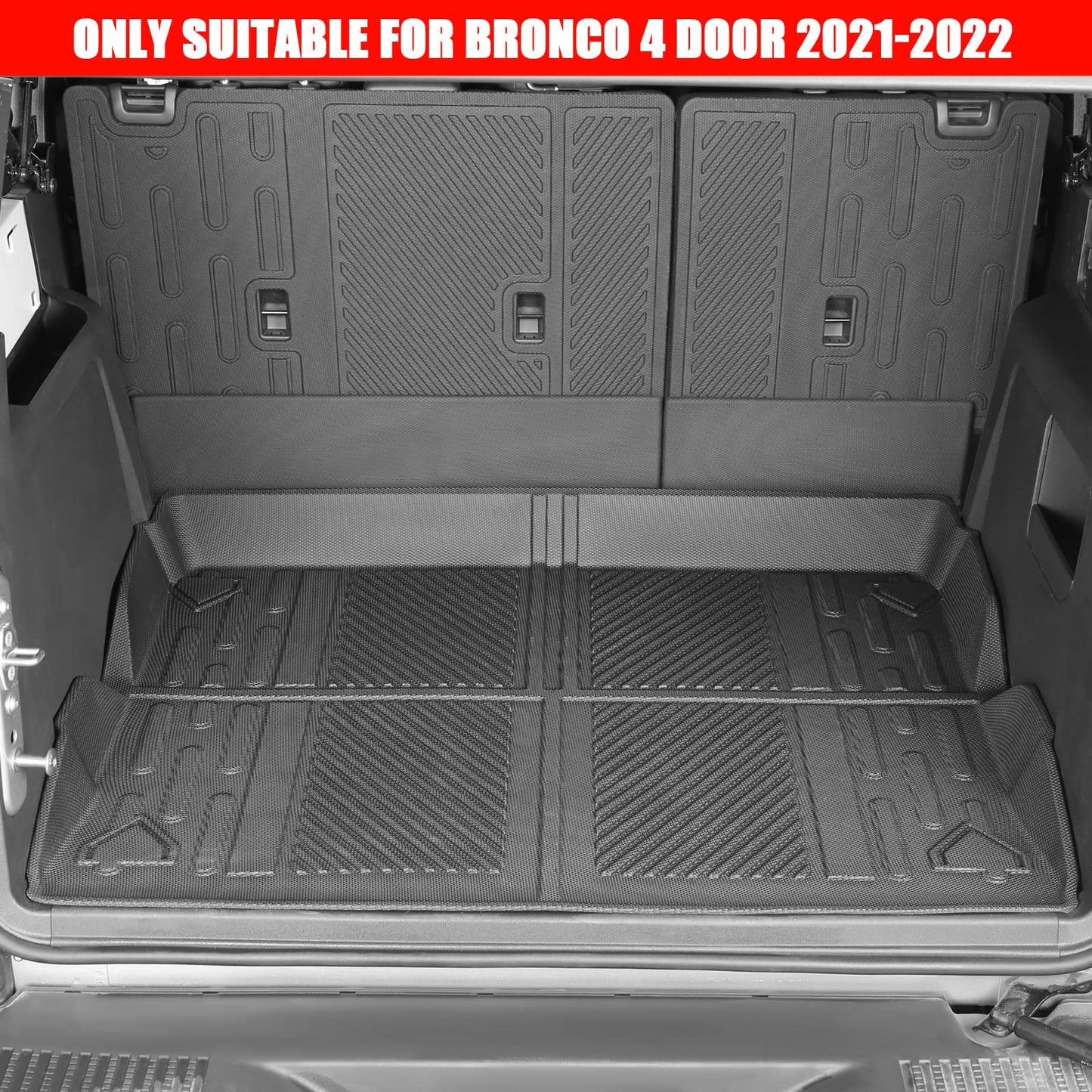 Mabett Interior Cover Mats for Ford Bronco Accessories 4-Door 2021 2022 2023 2024 2025 Floor Mats Rear Seat Back Cover and Cargo Liners with Trunk Lower Storage Mat（Not fit Bronco Sport）