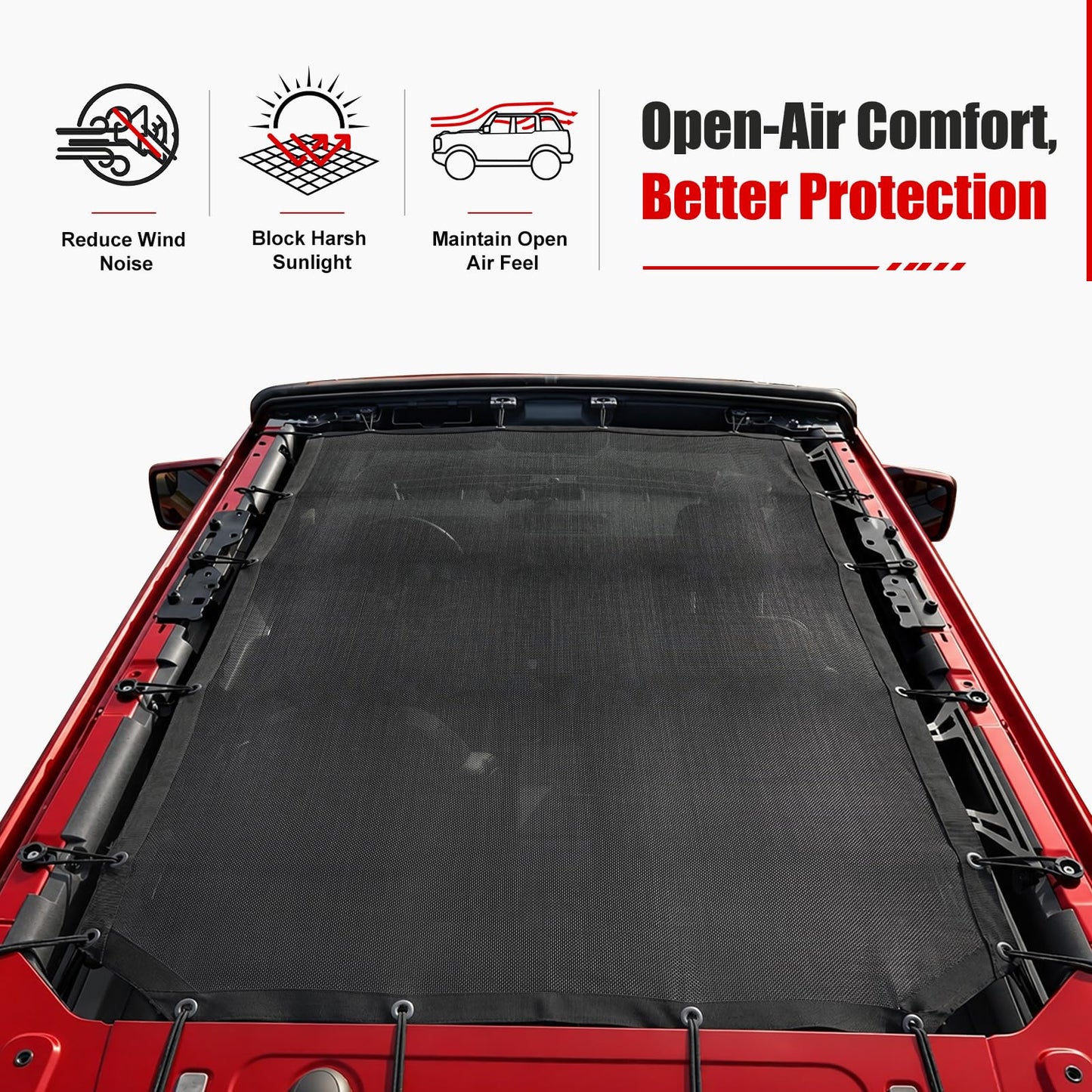 Full-Length Mesh Sunshade for 2021–2026 Ford Bronco 4-Door
