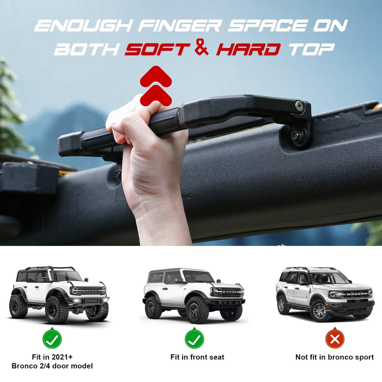 Mabett Aluminum Alloy Front Grab Handles fit Ford Bronco 2021-2026 2/4-Door