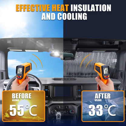 Mabett Windshield Sun Shade for Ford Bronco Accessories 2021 2022 2023 2024 2025, Insulated and Sun Protection by Sun Visor for Bronco 2/4-Door (Silver)