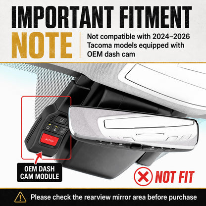 Windshield Sun Shade for 2024–2026 Toyota Tacoma Without Factory Dashcam