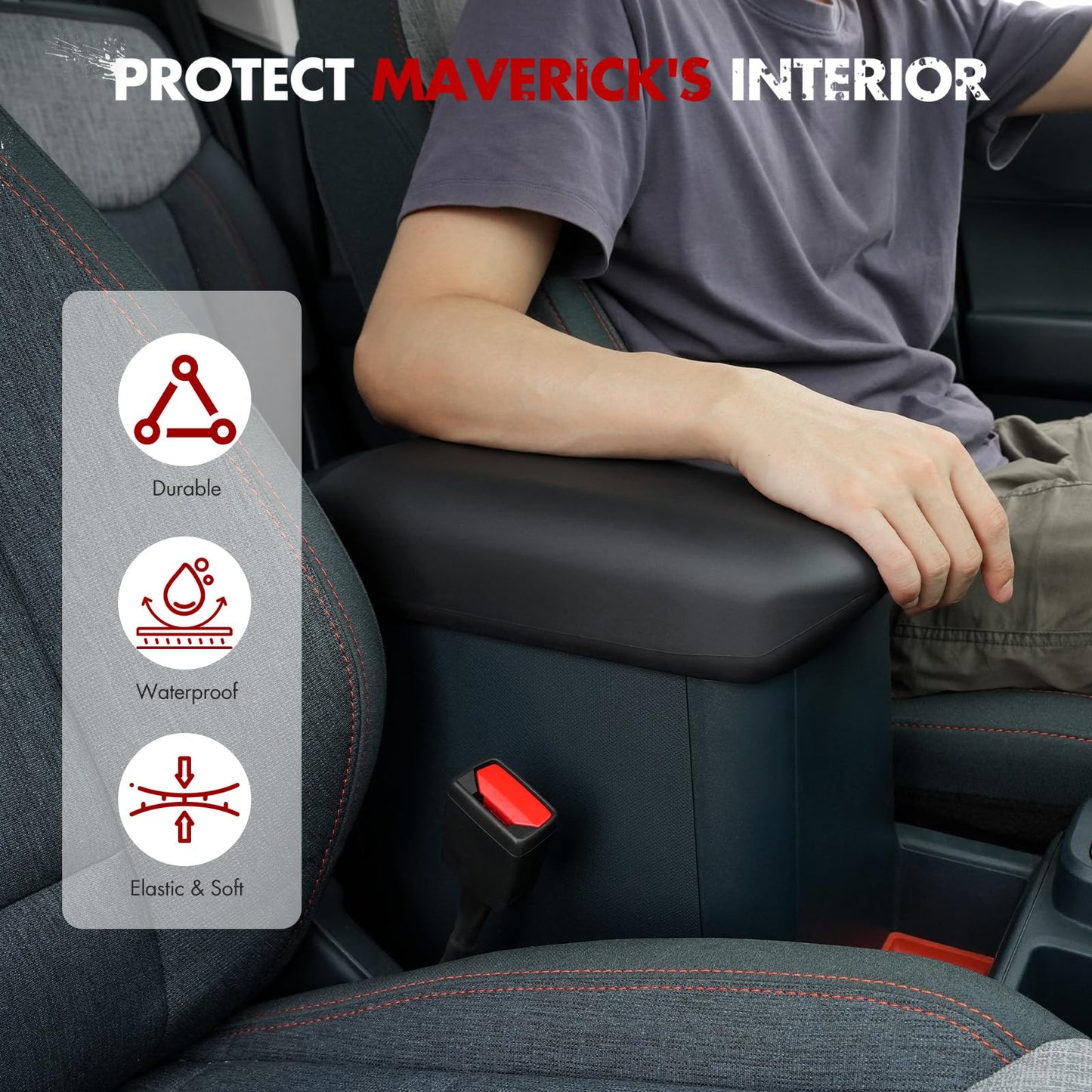 Mabett Center Console Armrest Cover for Ford Maverick Accessories 2022-2026