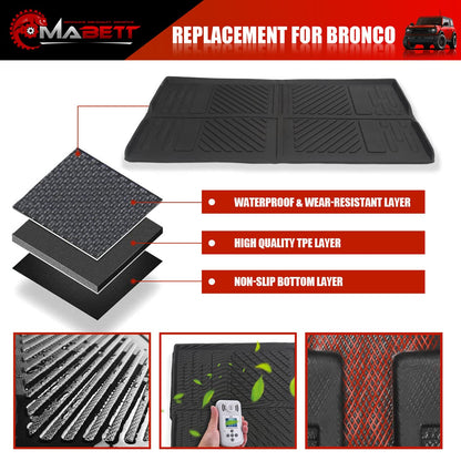 Mabett Cargo Liner Trunk Mat for Ford Bronco Accessories 2021-2026 2-Door