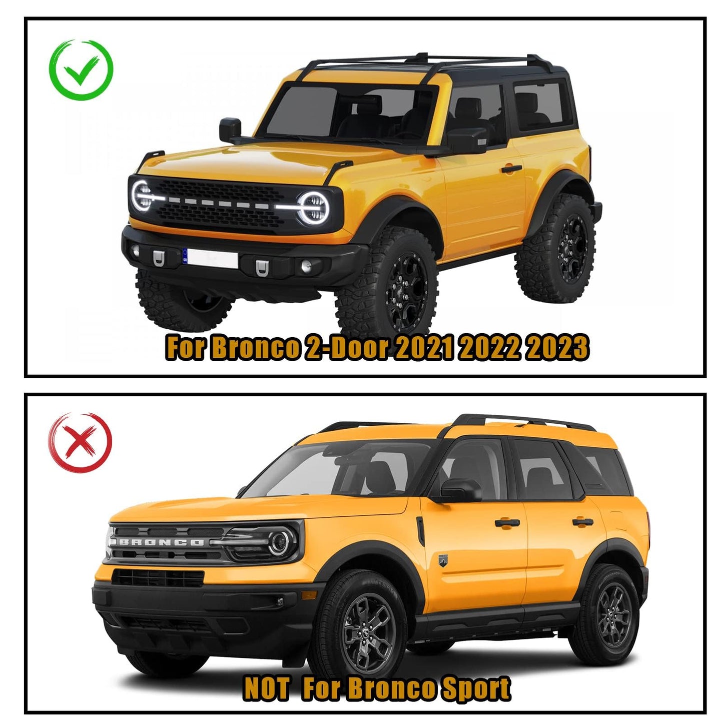 Mabett 2pcs Front Tube Door Fit Bronco 4-Door 2021 2022 2023 2024 2025 Accessories, Off-Road Steel Tubular Doors Front Pair